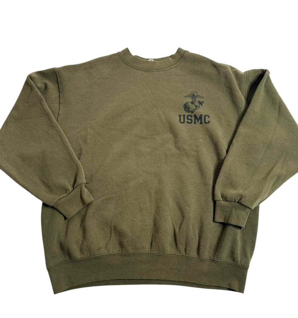 Vintage 80s 90s USMC United States Marine Corps OD Green Sweatshirt Large - ,